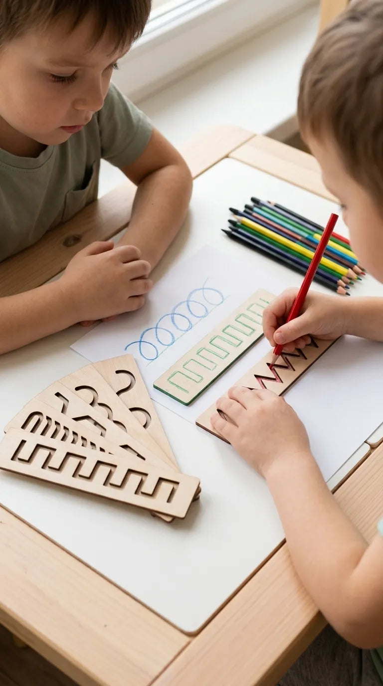 Kids Wooden Scale Writing Stencils For Writing Skills T7011362