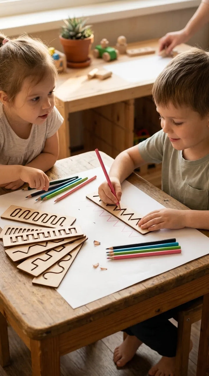 Kids Wooden Scale Writing Stencils For Writing Skills T7011362