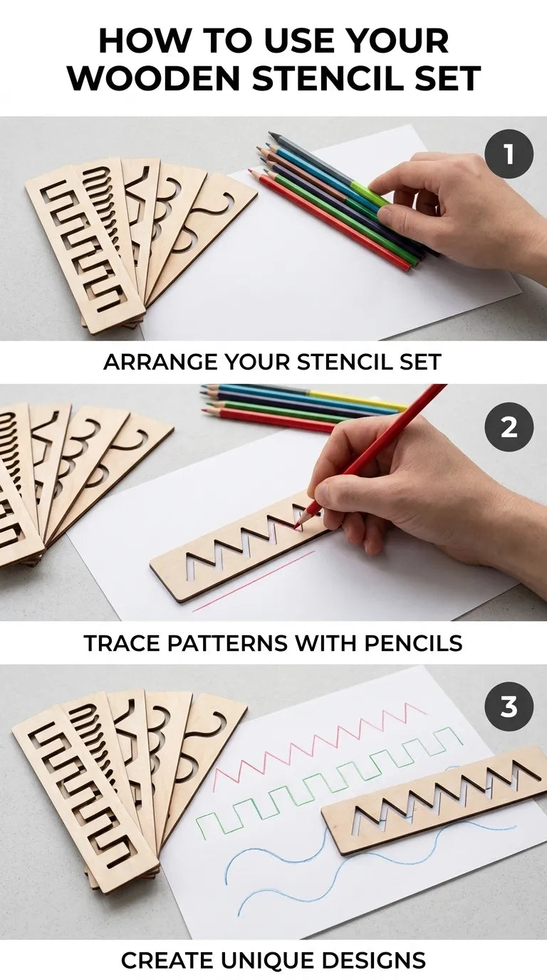 Kids Wooden Scale Writing Stencils For Writing Skills T7011362