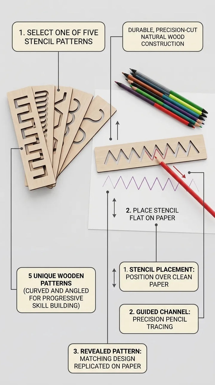 Kids Wooden Scale Writing Stencils For Writing Skills T7011362