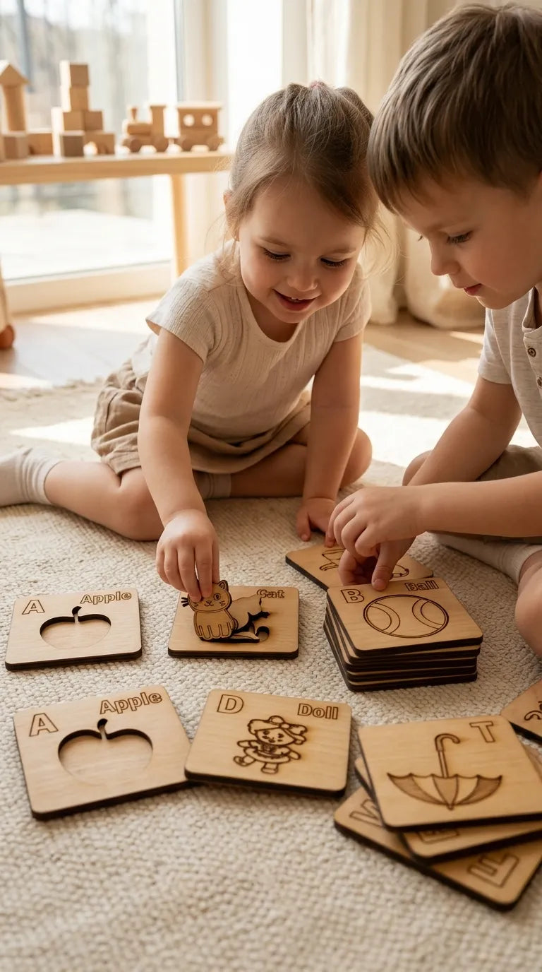 A To Z Alphabet Kids Wooden Drawing Stencils T7011562