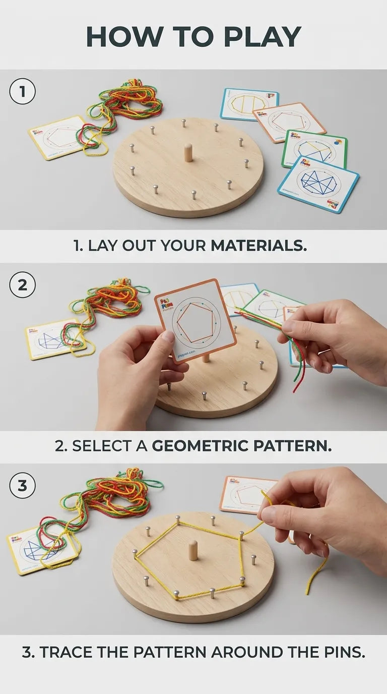 Winding Patterns Nail Board Lacing Threading Montessori Toys T7012710