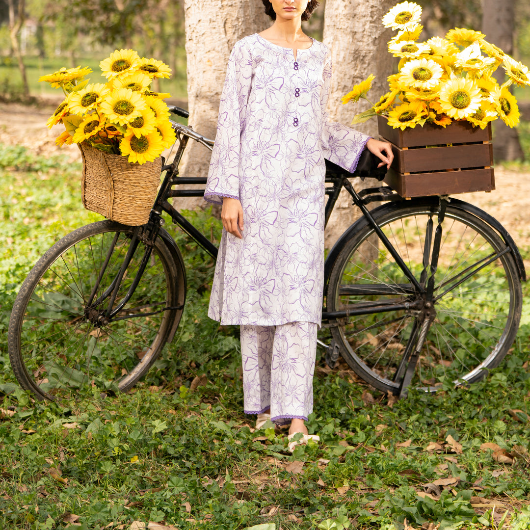 2PC- Unstitched Digital Printed Cambric Suit US5039