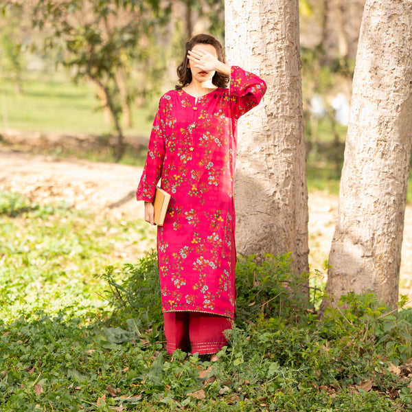 2PC- Unstitched Digital Printed Blended Cotton Suit US5060
