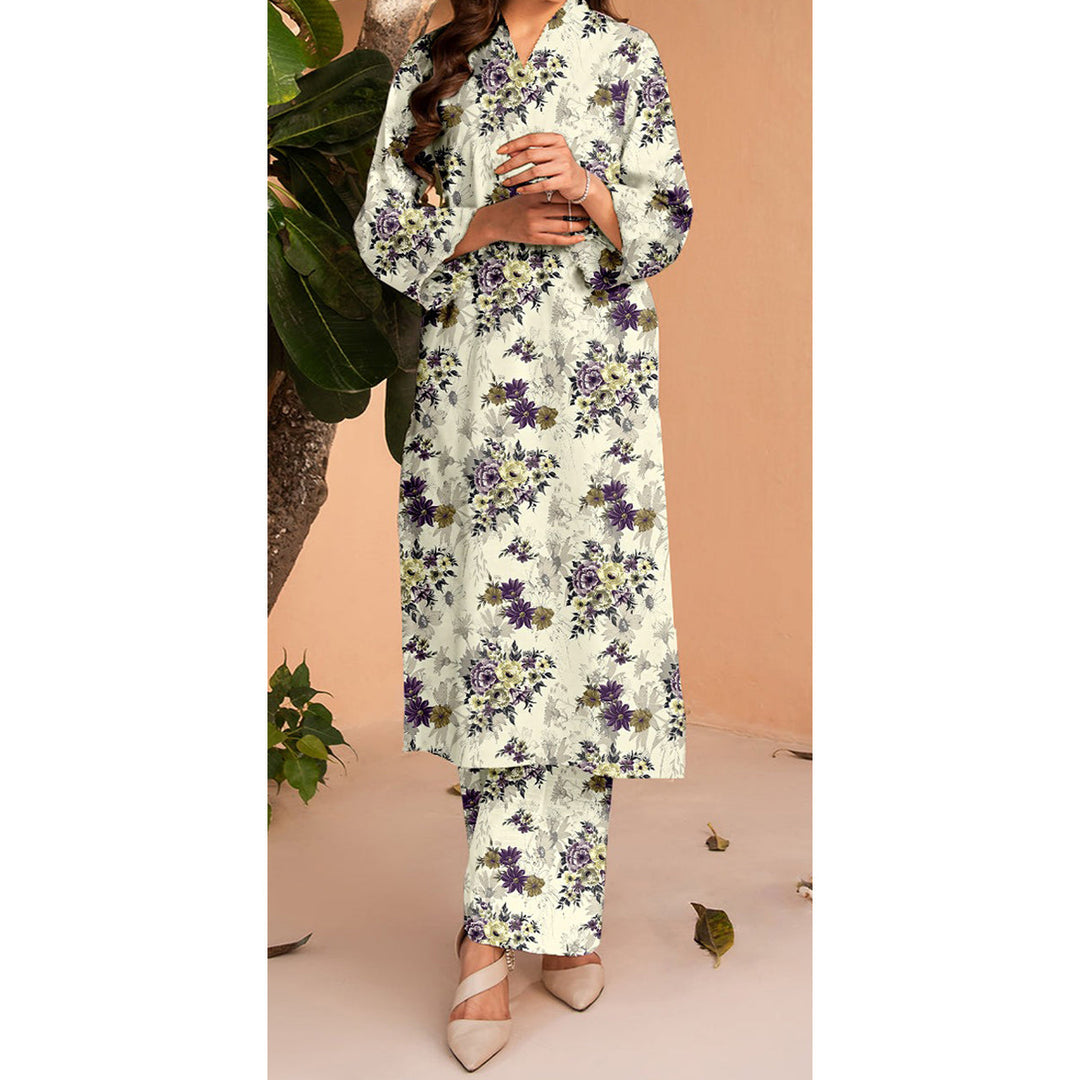 2PC- Unstitched Digital Printed Blended Cotton Suit US5067