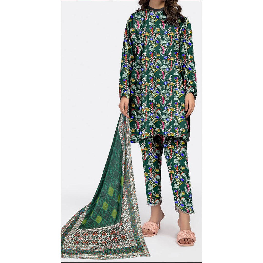 3PC- Unstitched Digital Printed Lawn Suit US5087
