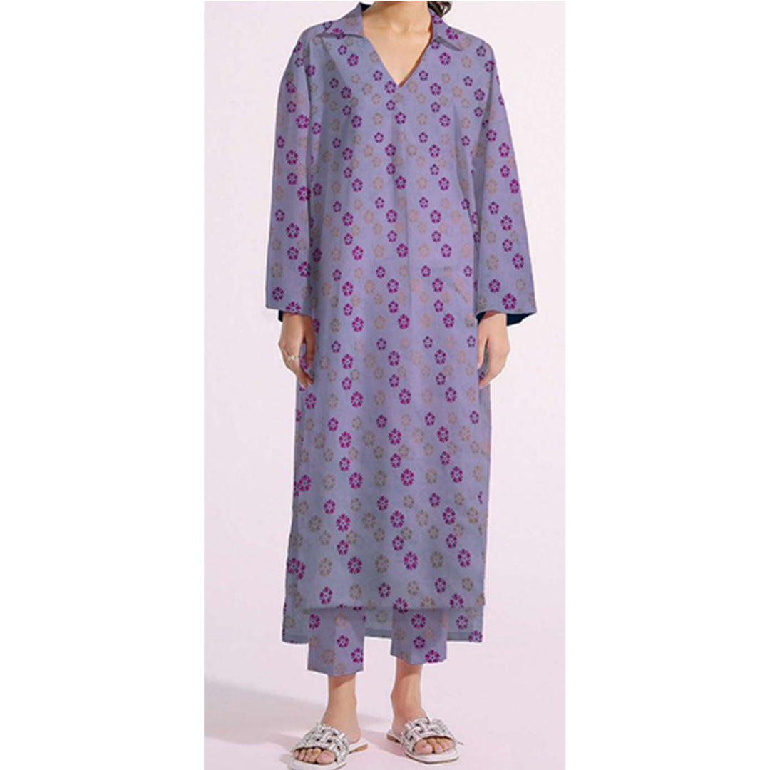 2PC- Unstitched Screen Printed Cotton Suit US5120