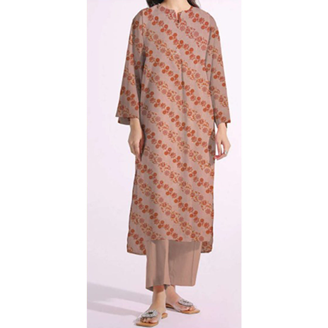 2PC- Unstitched Screen Printed Cotton Suit US5128
