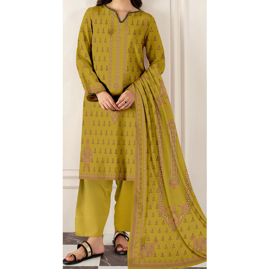 3PC- Unstitched Digital Printed Lawn Suit US5277