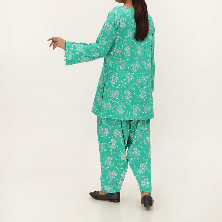 2PC- Unstitched Screen Printed Cotton Suit US5285