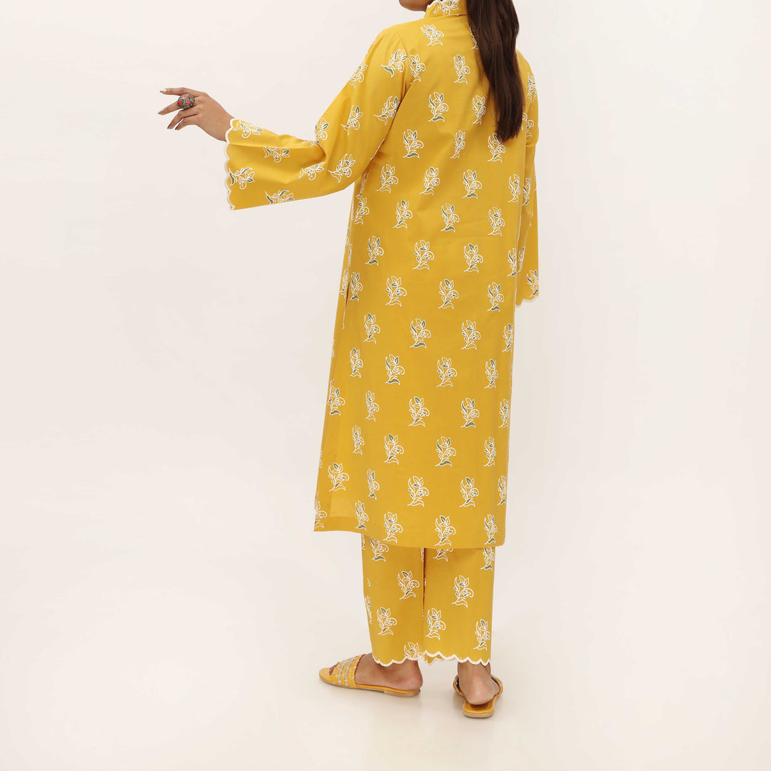 2PC- Unstitched Screen Printed Cotton Suit US5303