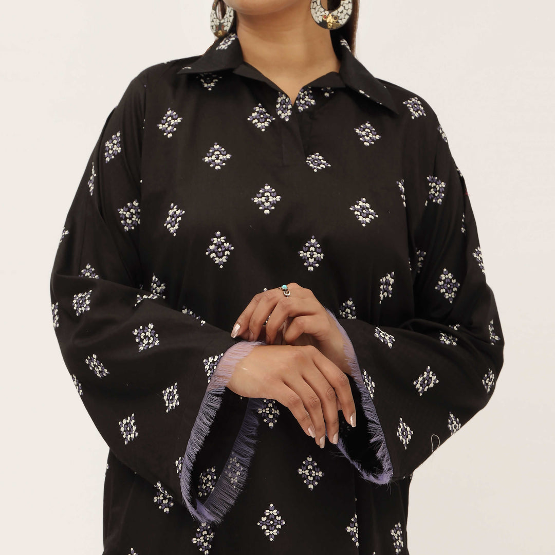1PC- Unstitched Screen Printed Cotton Shirt US5305
