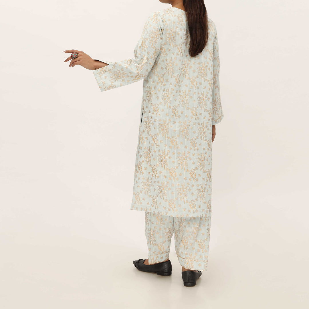 2PC- Unstitched Screen Printed Cotton Suit US5319