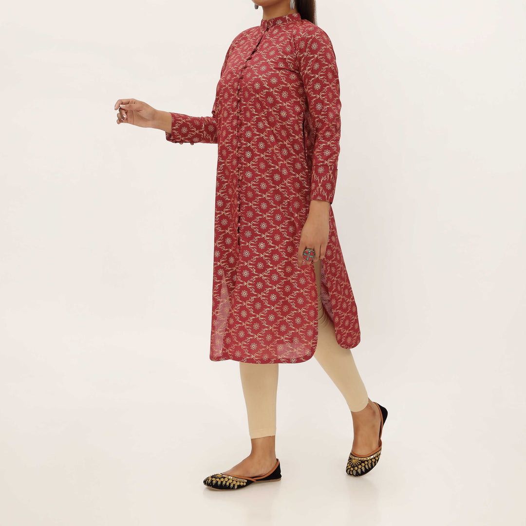 1PC- Unstitched Screen Printed Cotton Shirt US5333