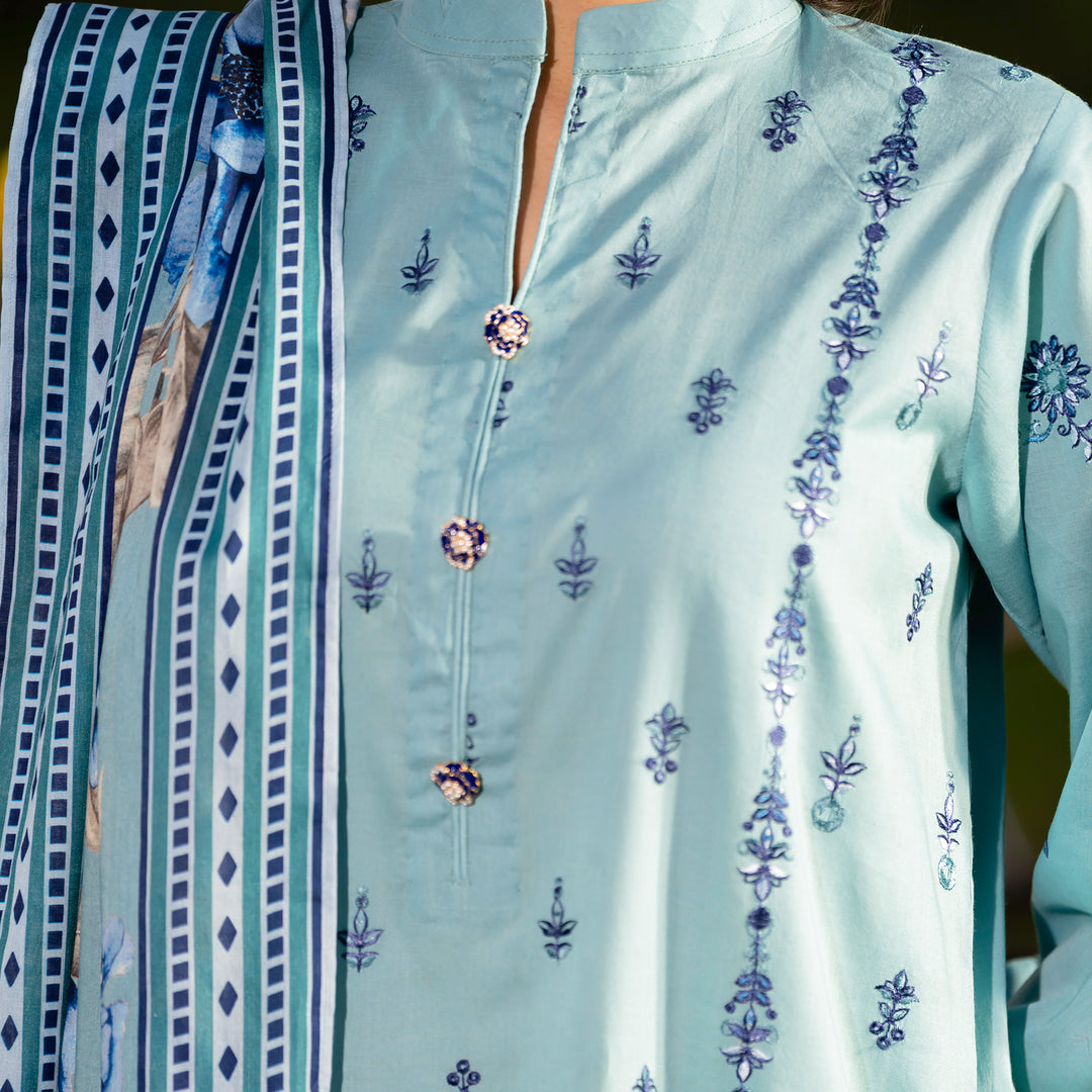 3PC- Unstitched Embroidered Lawn Suit US5348