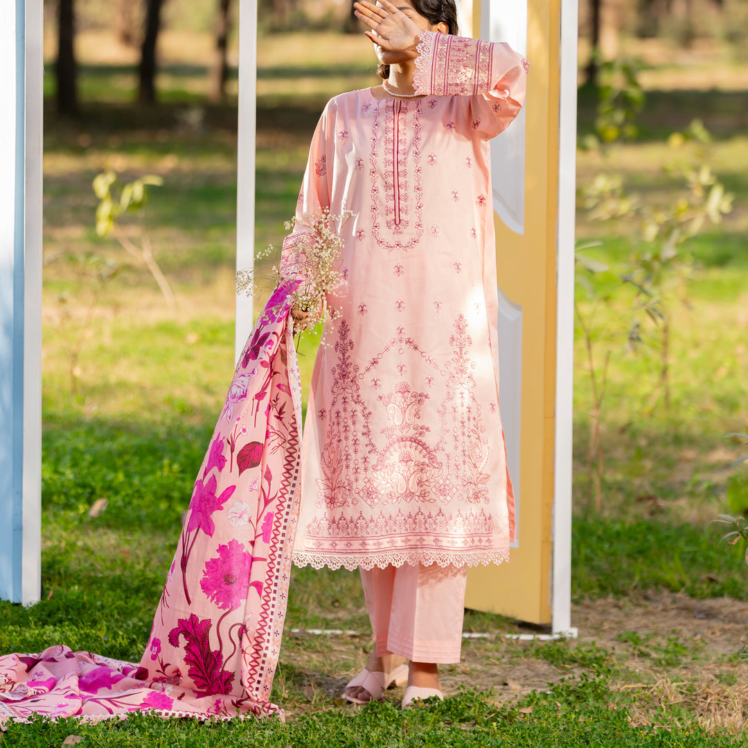 3PC- Unstitched Embroidered Lawn Suit US5352