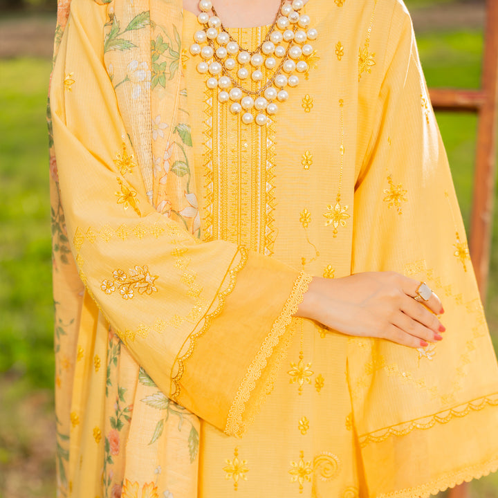 3PC- Unstitched Embroidered Lawn Suit US5386