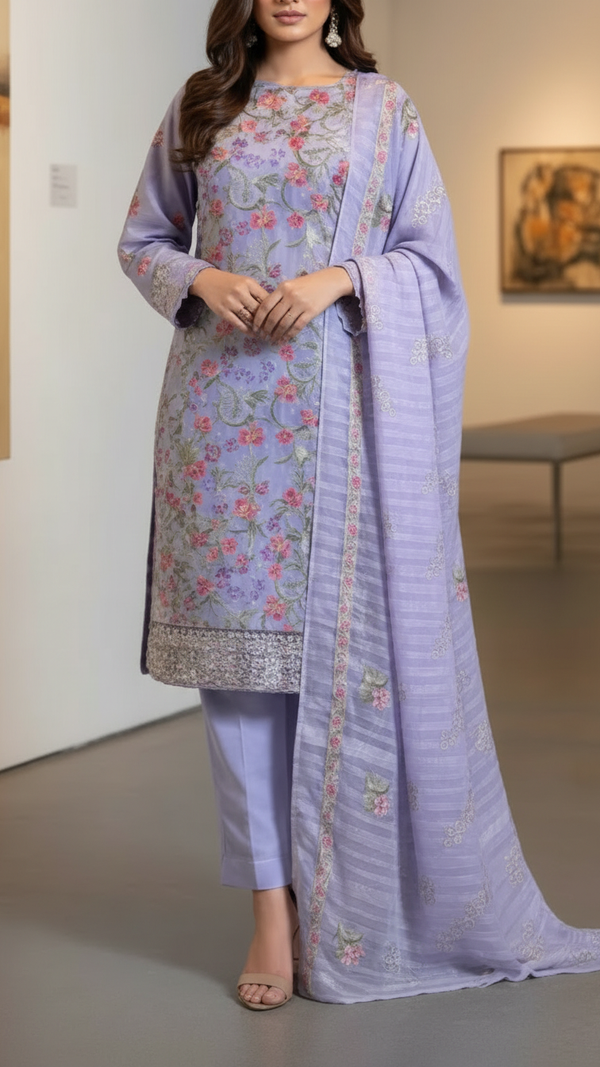3PC Unstitched Embroidered Suit US5491