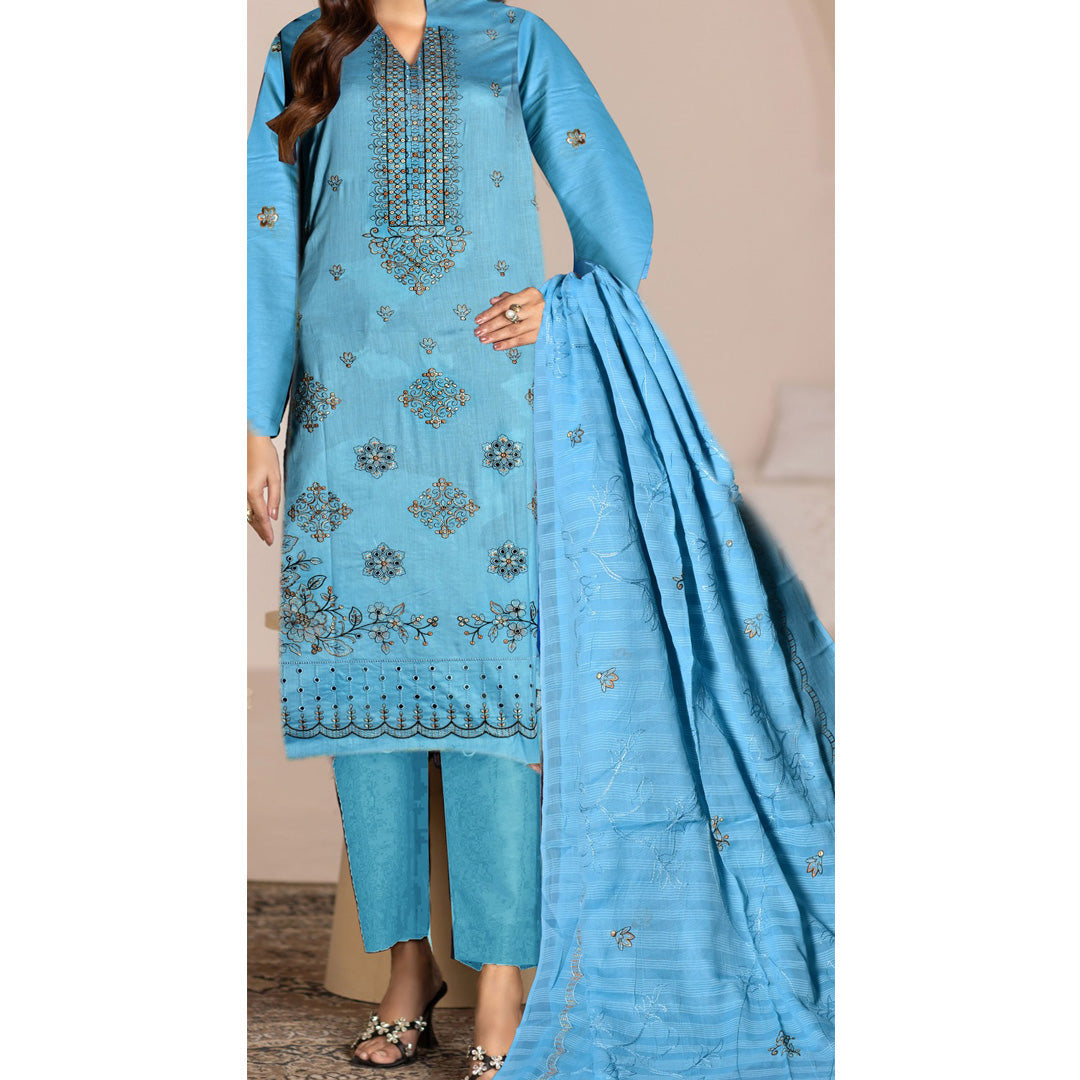 3 PC Unstitched Embroidered Suit