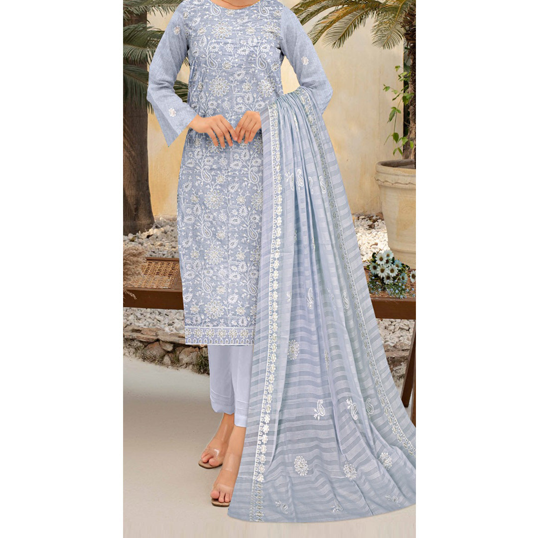 3 PC Unstitched Embroidered Suit