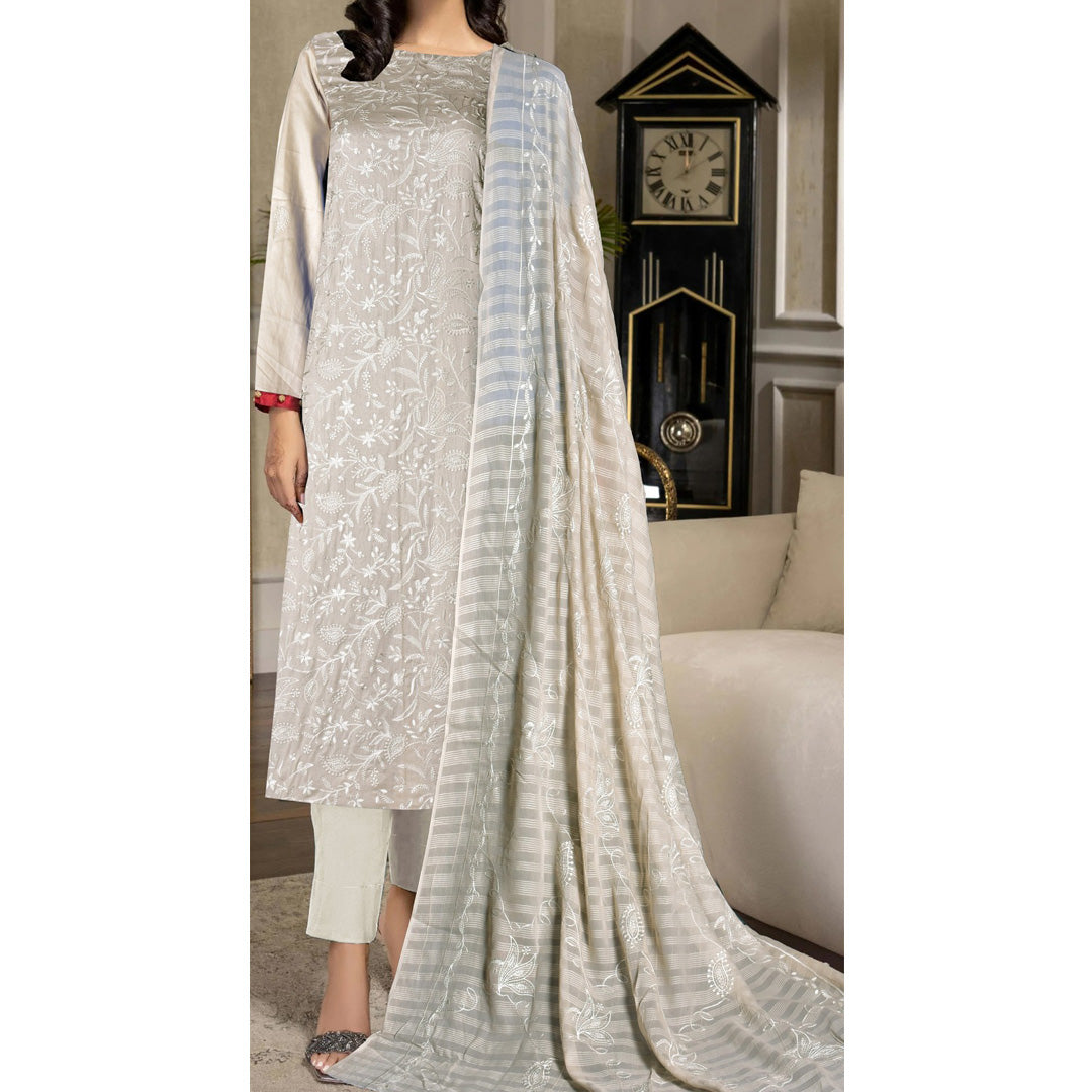 3 PC Unstitched Embroidered Suit