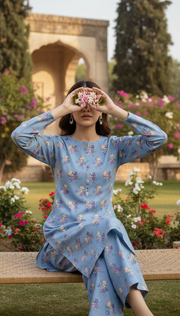 2 PC Unstitched Digital Printed Bana Doriya Lawn Suit US6041