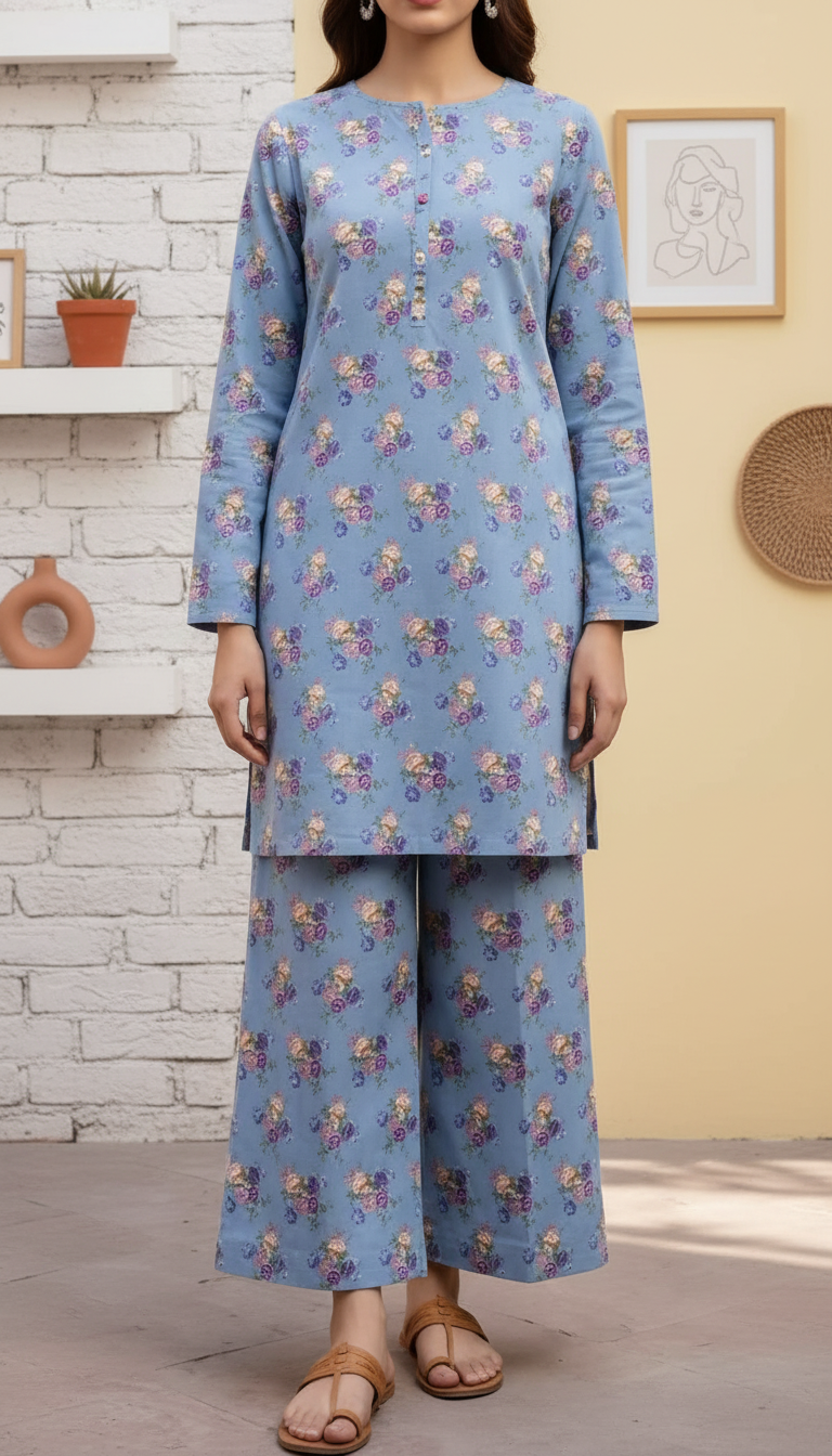 2 PC Digital Printed Bana Doriya Lawn Suit US6041