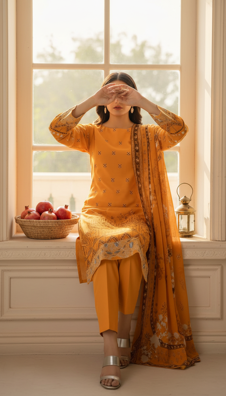 3 PC Digital Printed Lawn Suit US6044