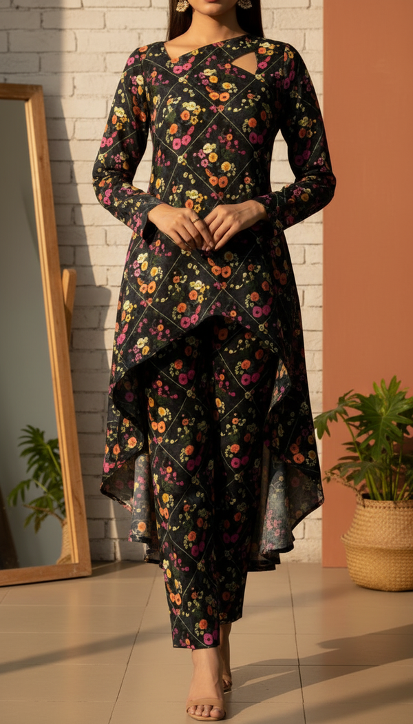 2 PC Unstitched Digital Printed Lawn Suit US6083
