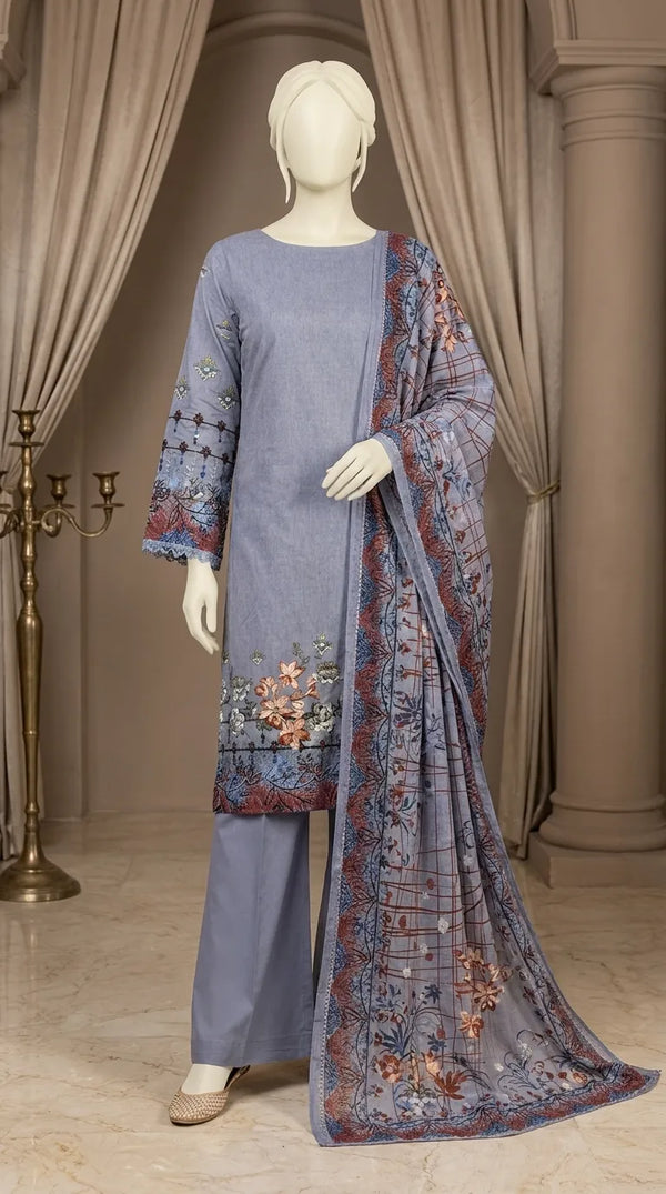 3 PC Digital Printed Lawn Suit US611707