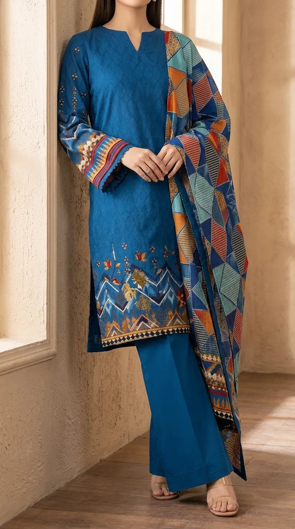 3 PC Digital Printed Lawn Suit US6144