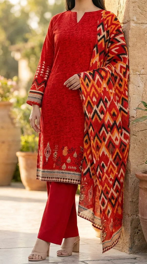 3 PC Digital Printed Lawn Suit US6146