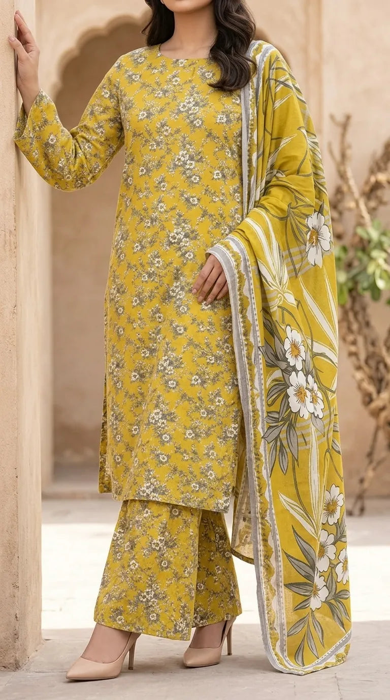 3 PC Digital Printed Lawn Suit US6182