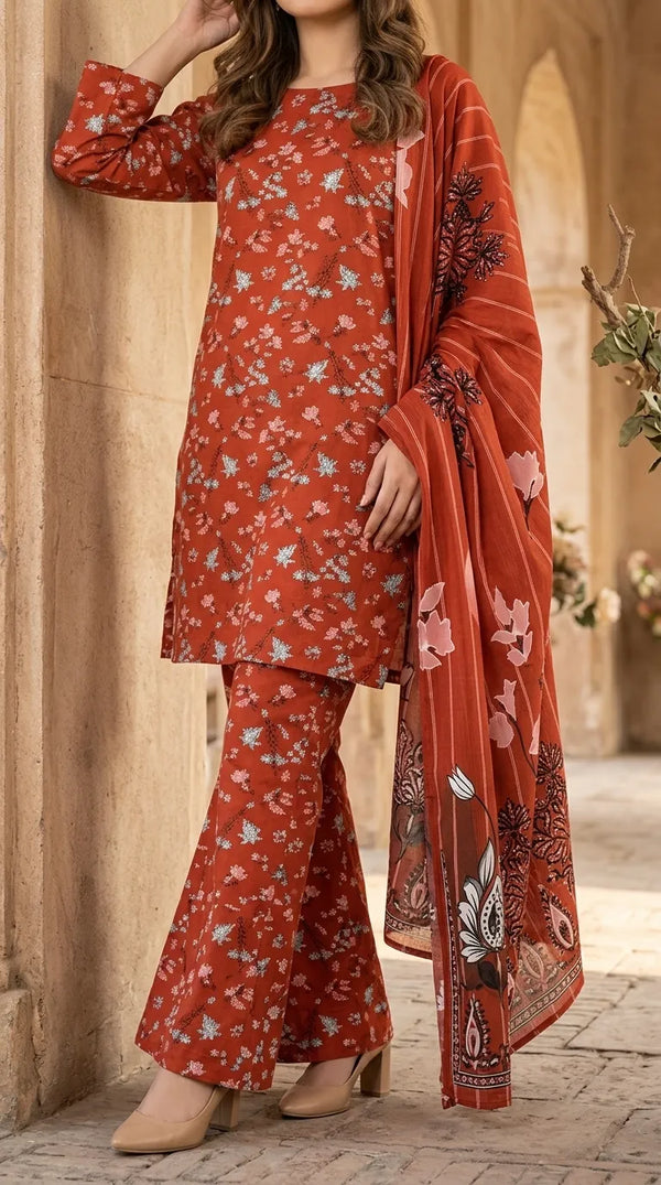 3 PC Digital Printed Lawn Suit US6187