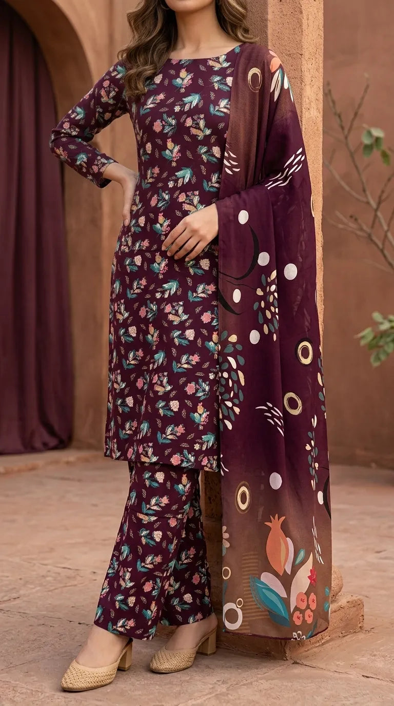 3 PC Digital Printed Lawn Suit US6189