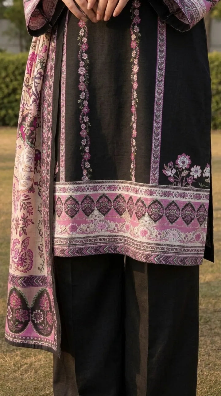 3 PC Unstitched Printed Raw Silk Suit US620201