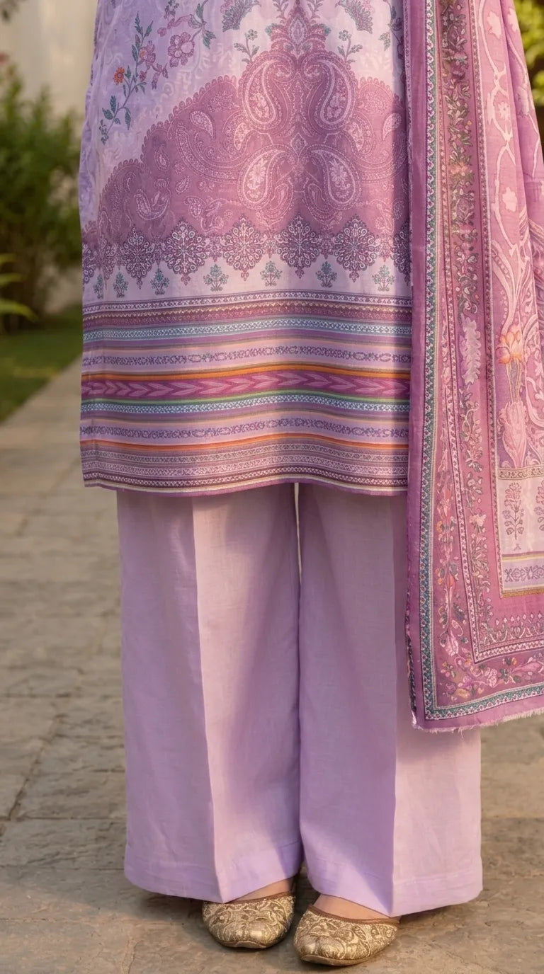 3 PC Unstitched Printed Raw Silk Suit US620323