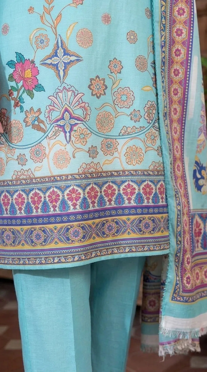 3 PC Unstitched Printed Raw Silk Suit US620717