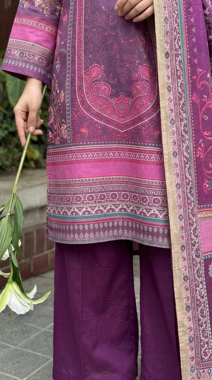 3 PC Unstitched Printed Raw Silk Suit US620805