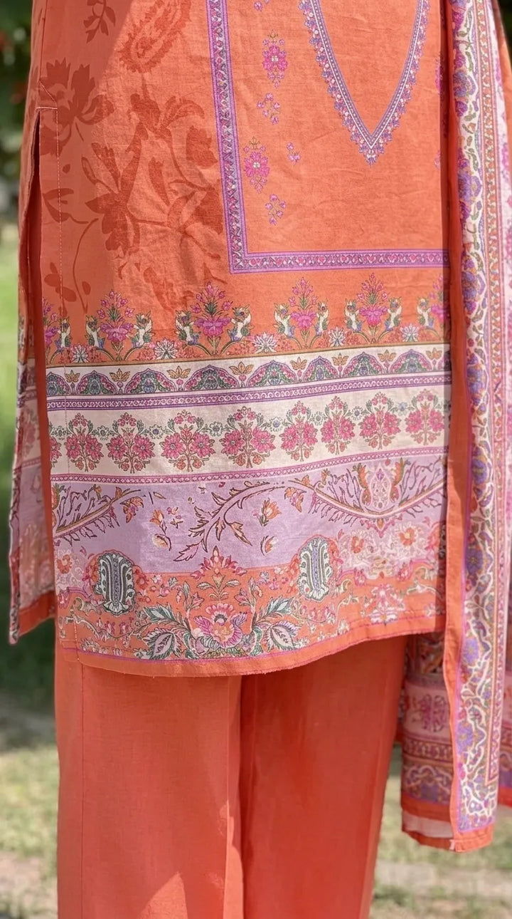 3 PC Unstitched Printed Raw Silk Suit US620925