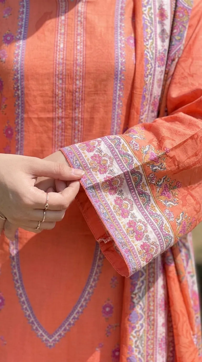 3 PC Unstitched Printed Raw Silk Suit US620925