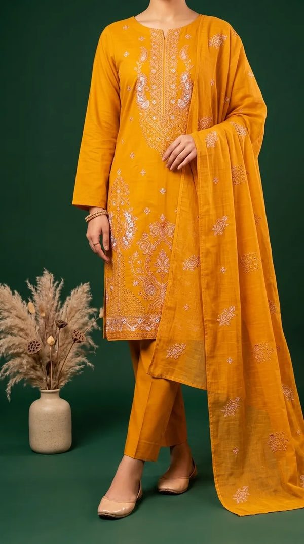 3 PC Unstitched Embellished Suit US621220