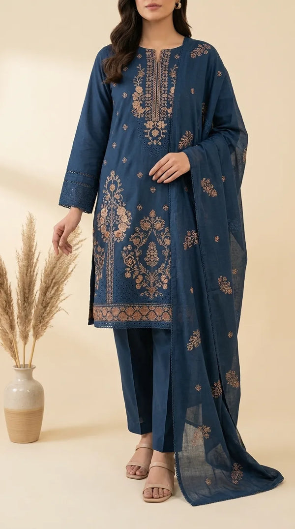 3 PC Unstitched Embellished Cambric Suit US621296