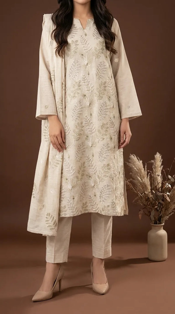 3 PC Unstitched Embellished Cambric Suit US6218A6