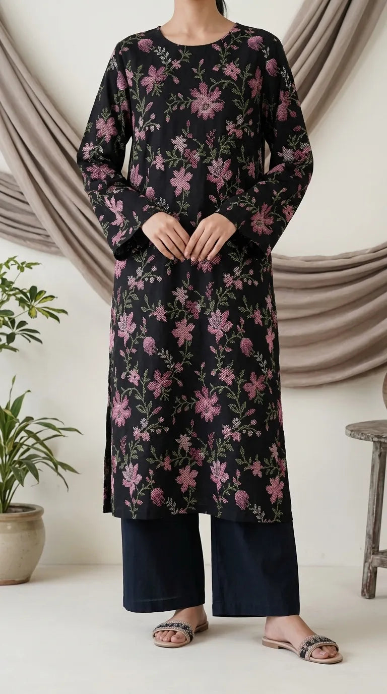 2 PC Unstitched Embellished Lawn Suit US622501