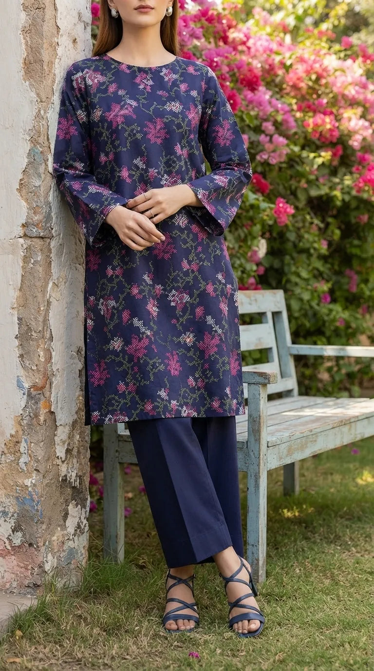 2 PC Unstitched Embellished Lawn Suit US622548