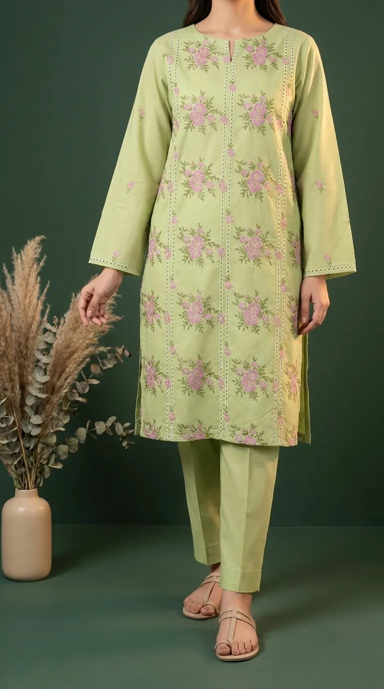 2 PC Unstitched Embellished Lawn Suit US622687