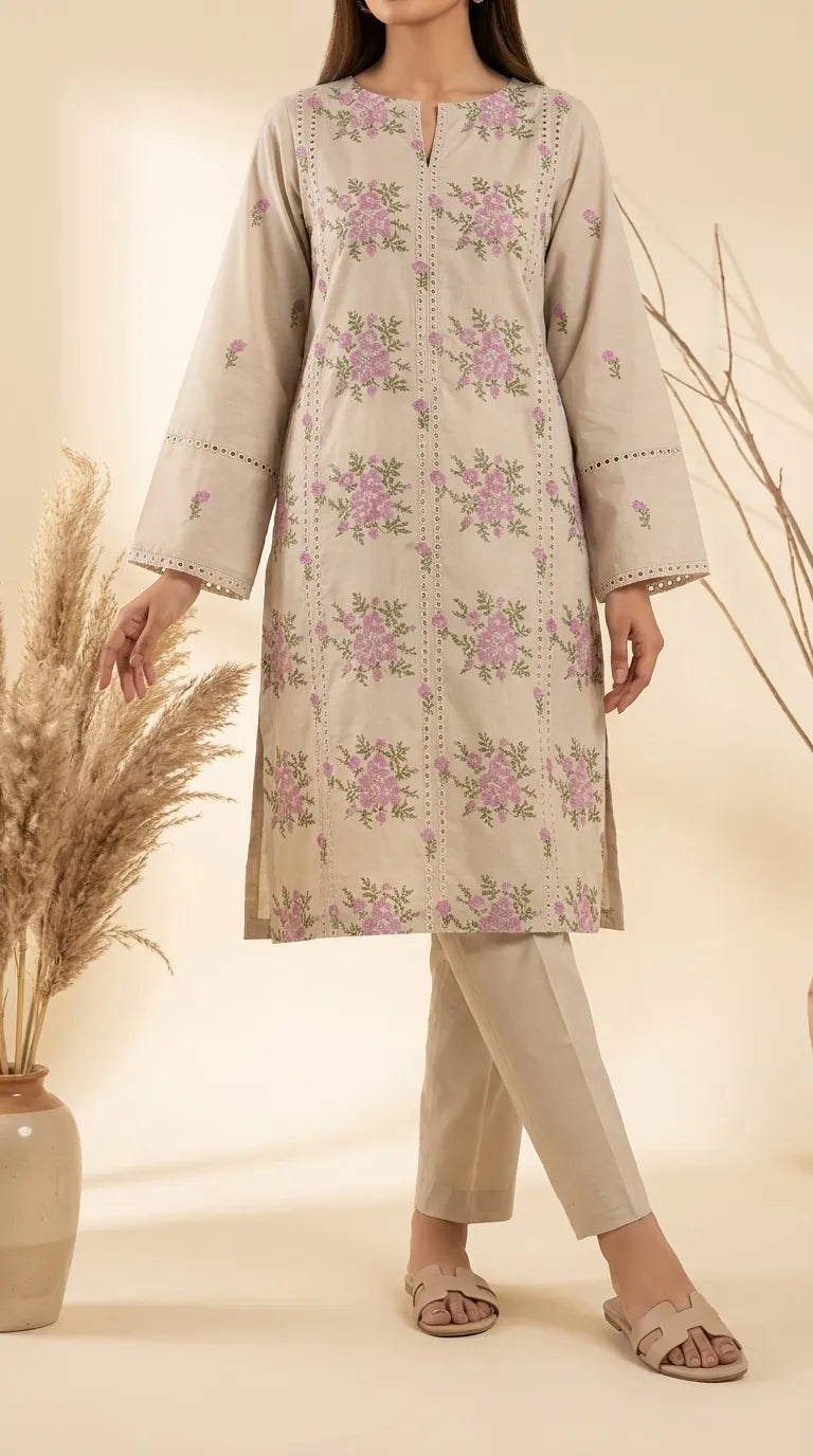 2 PC Unstitched Embellished Lawn Suit US622693