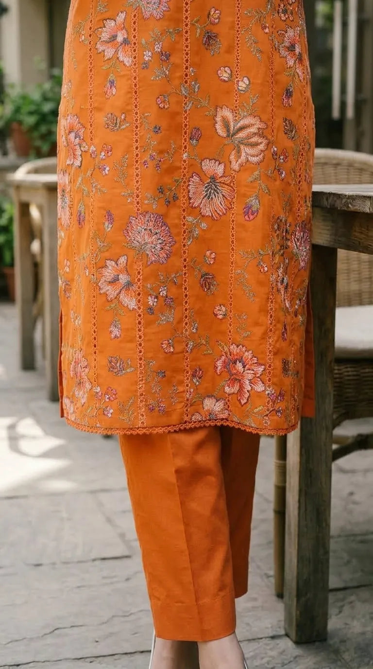 2 PC Unstitched Embellished Lawn Suit US623121
