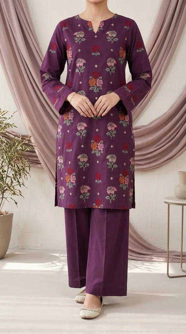 2 PC Unstitched Embellished Lawn Suit US623266